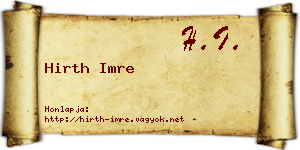 Hirth Imre névjegykártya